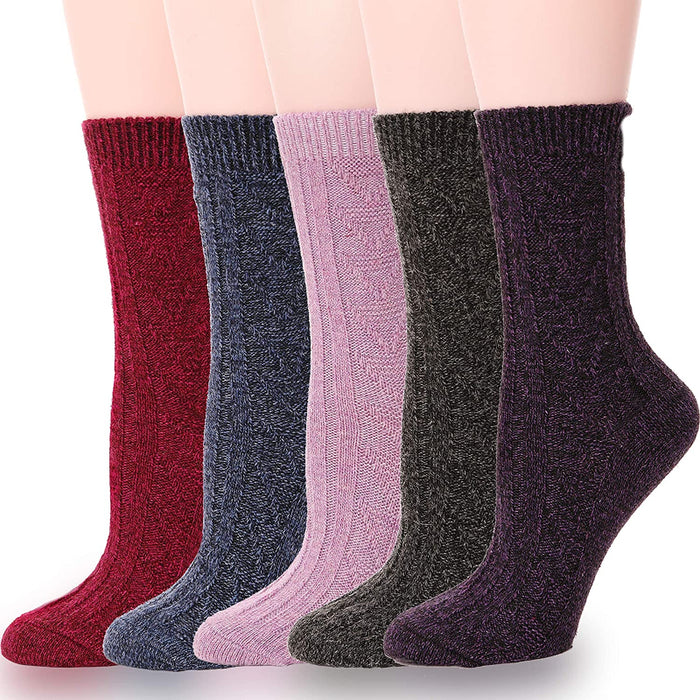 5 Pairs Hiking Thermal Wool Socks For Women