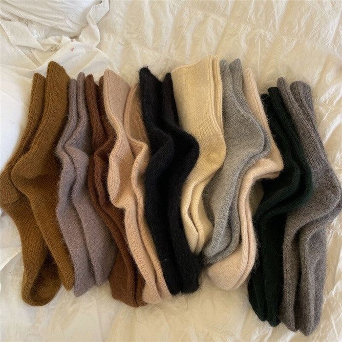 Solid Cashmere Wool Socks For Women
