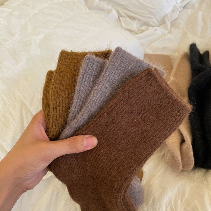 Solid Cashmere Wool Socks For Women