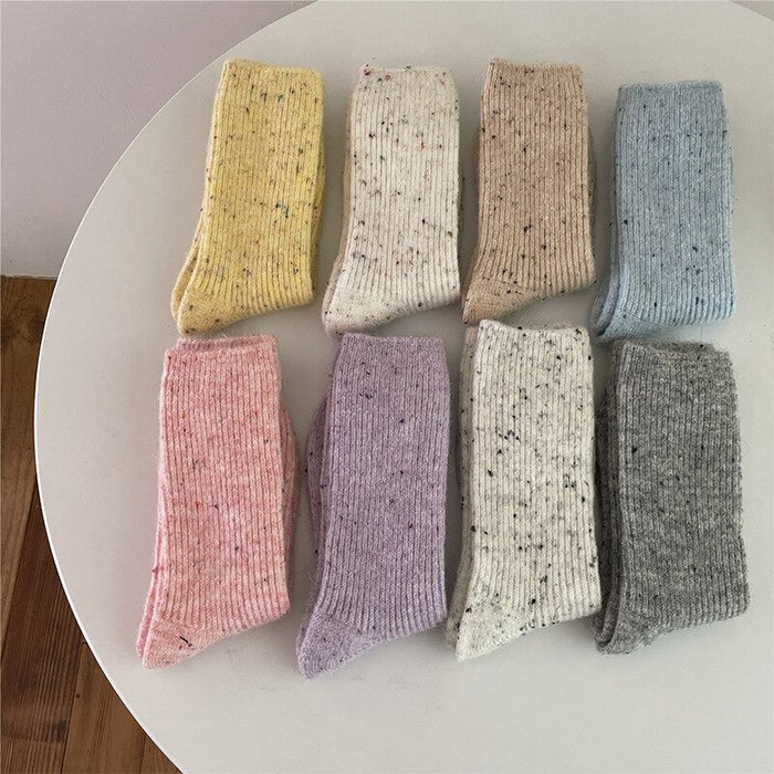 Solid Color Thermal Long Socks For Women