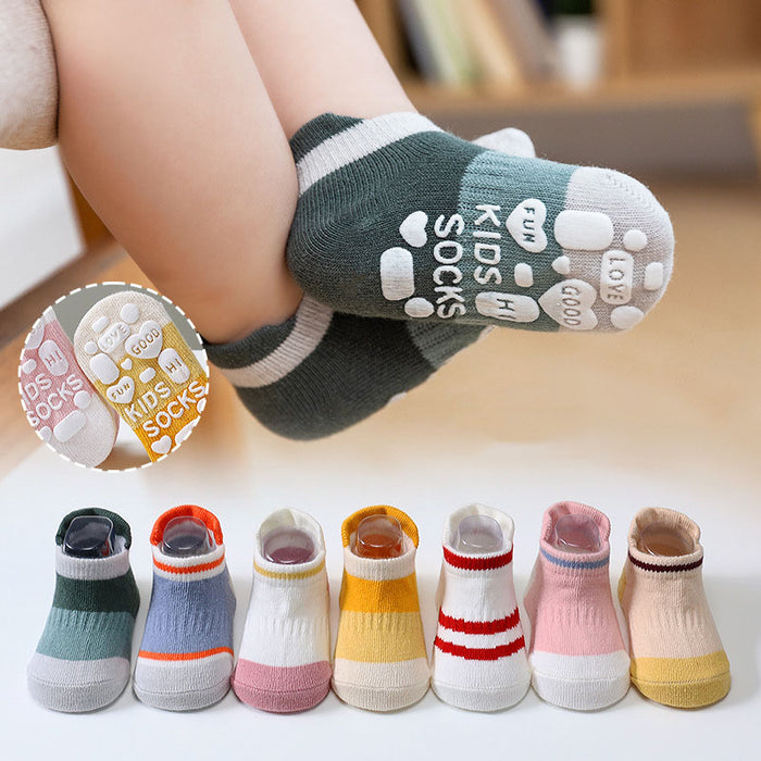 5 Pairs Non Skid Ankle Baby Socks With Rubber Grips